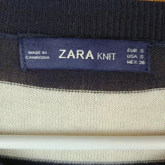 ZARA knit striped sweater with red cuffs and hem - Picture 5 of 7